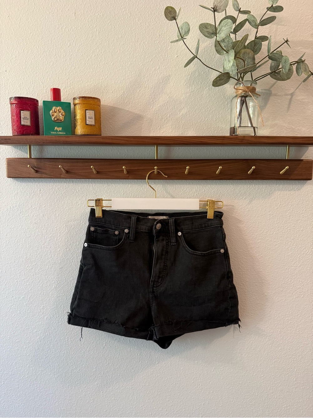 Madewell Black High-Rise Cutoff Denim Shorts